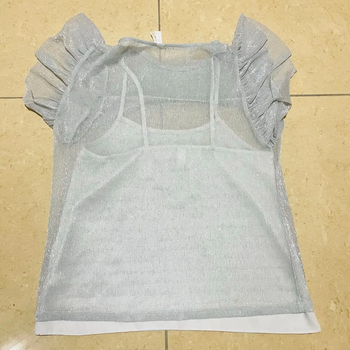 Foschini Silver Ruffle Metallic Top