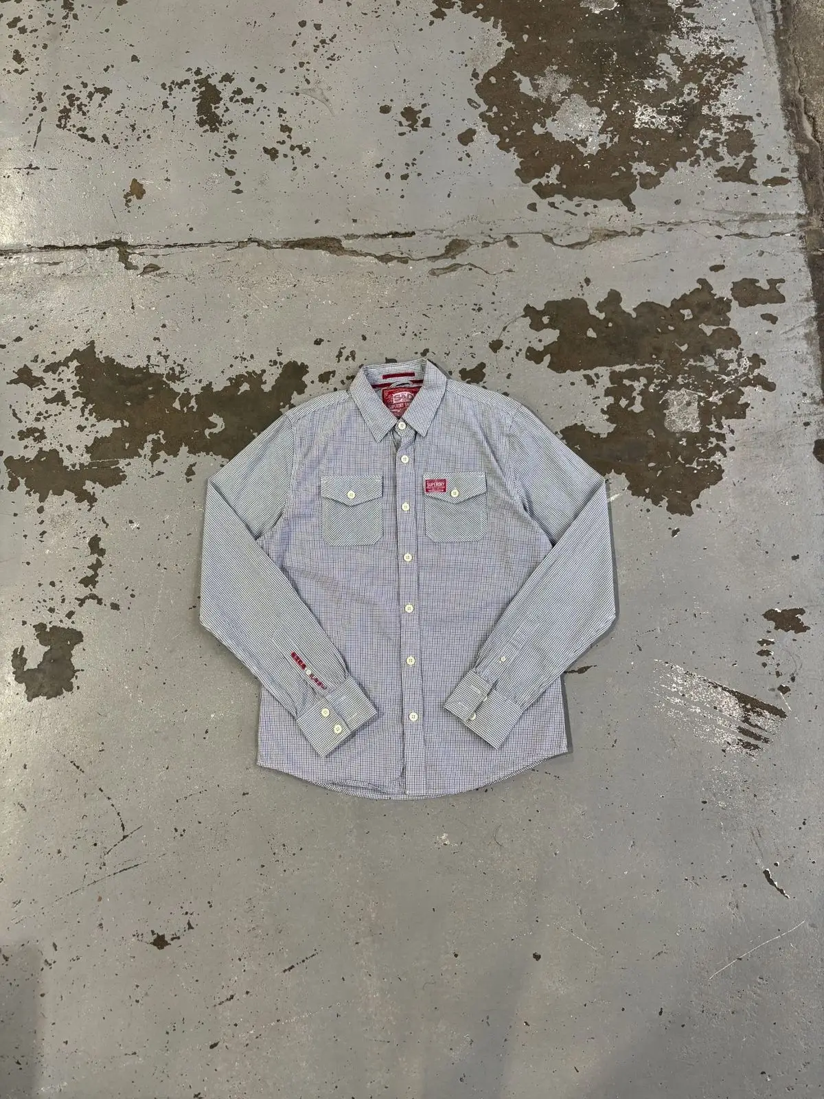 Superdry Long Sleeve Check Shirt Light Blue