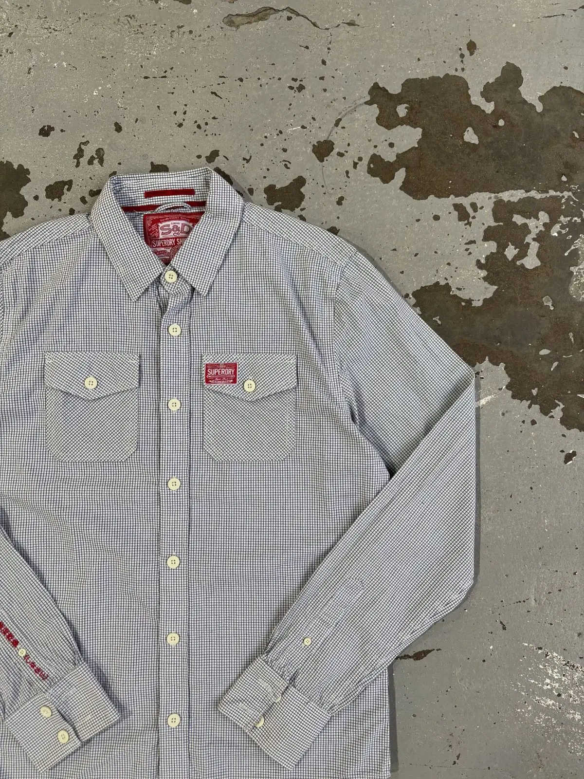 Superdry Long Sleeve Check Shirt Light Blue