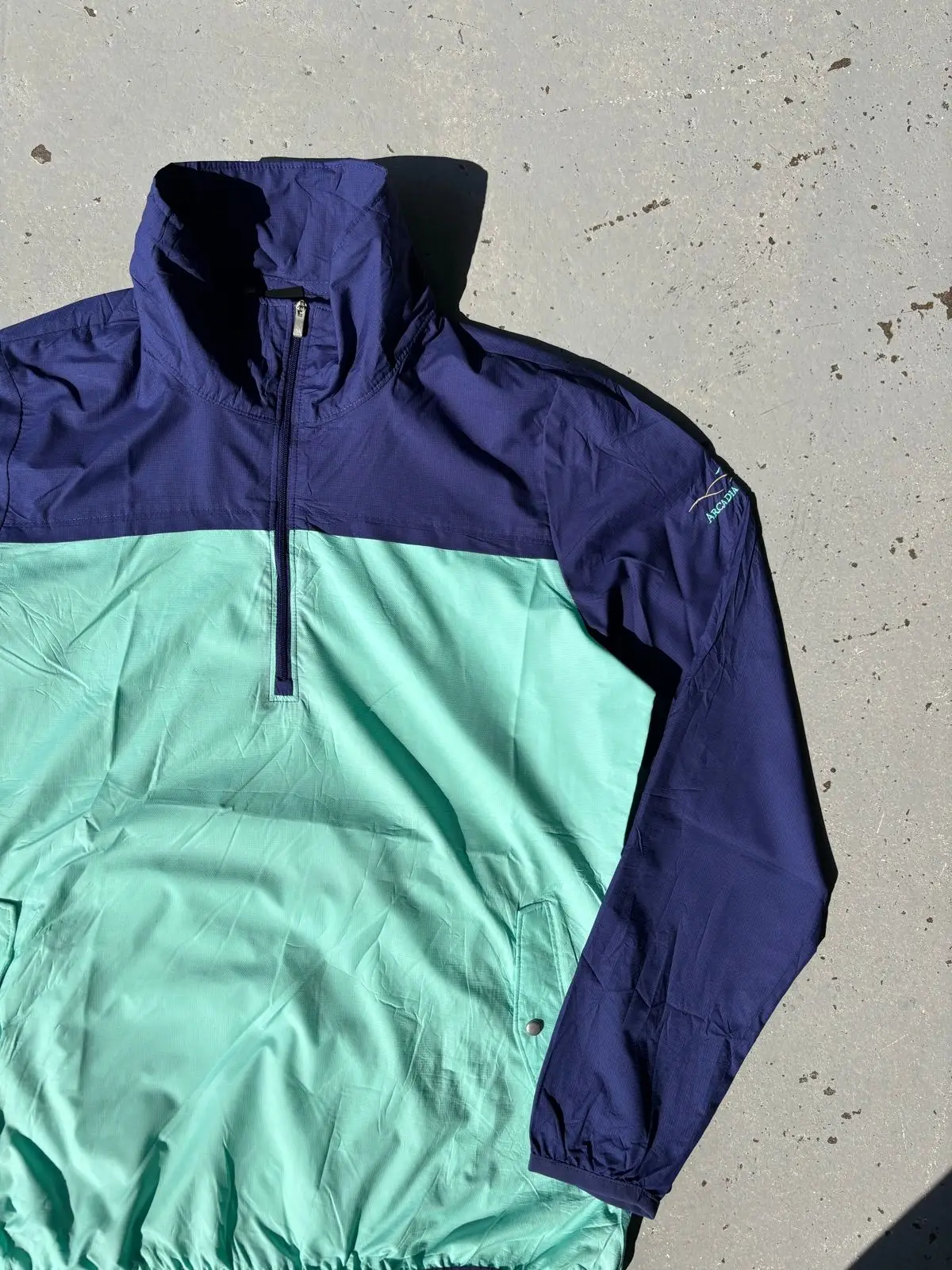 Ancora Blue and Mint Green Half-Zip Windbreaker