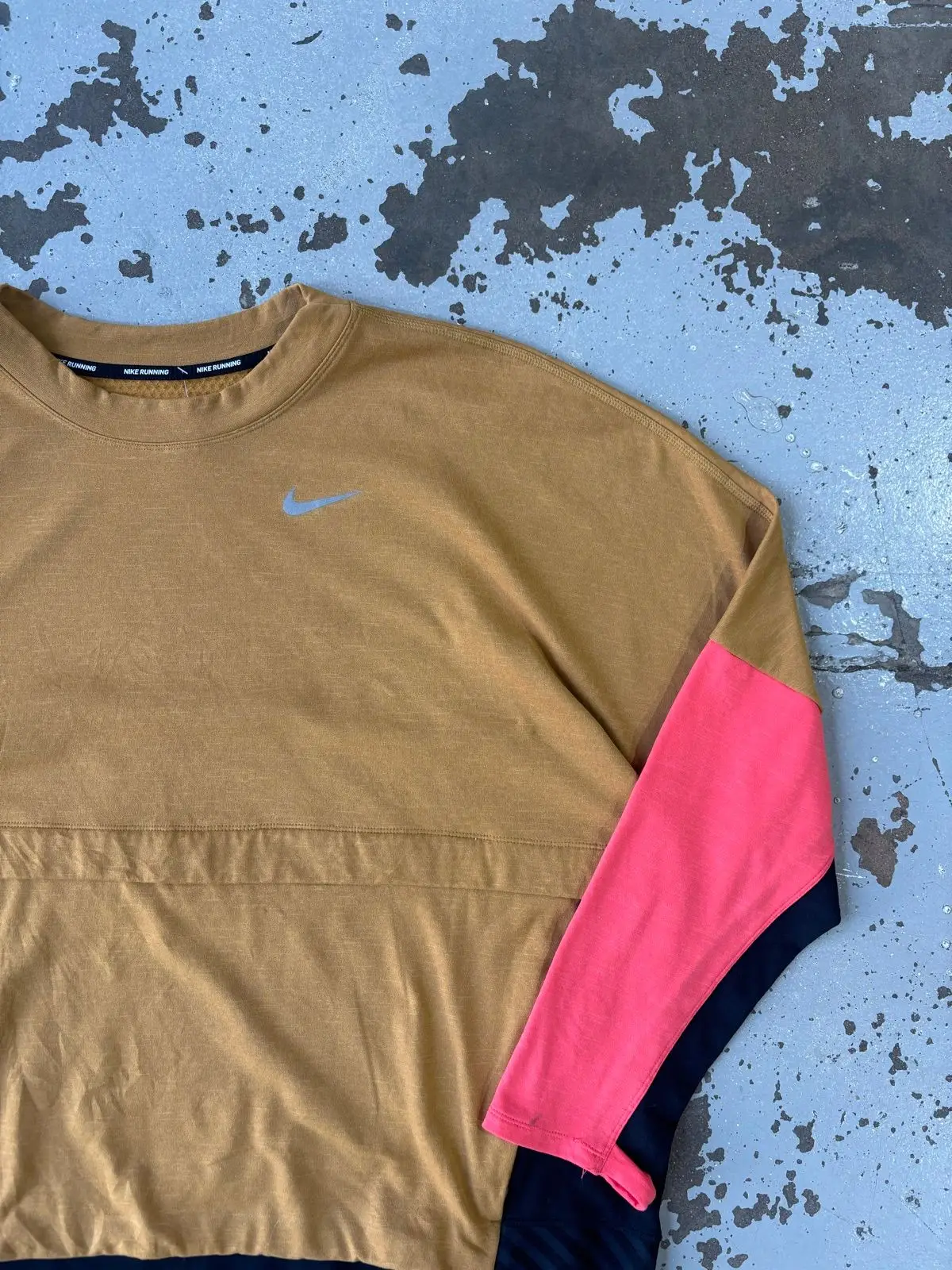 Nike Long Sleeve Running Top Mustard Pink Black