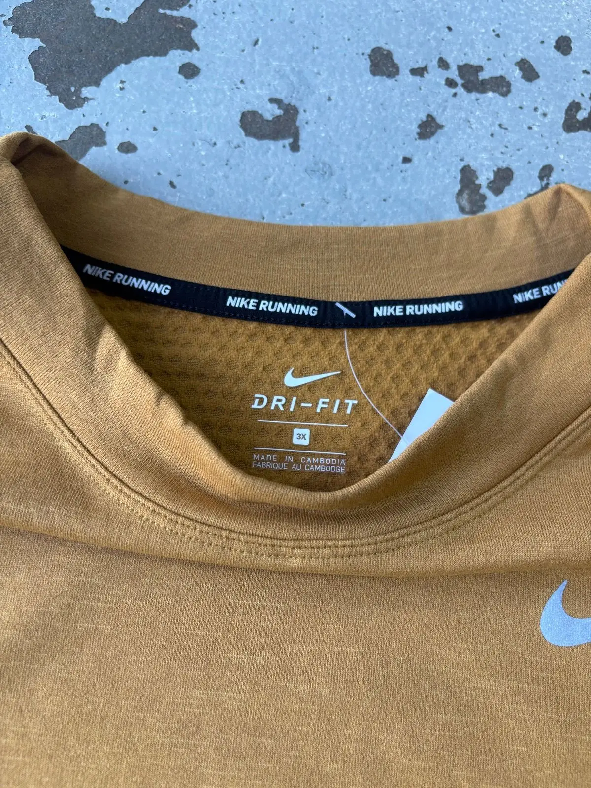 Nike Long Sleeve Running Top Mustard Pink Black