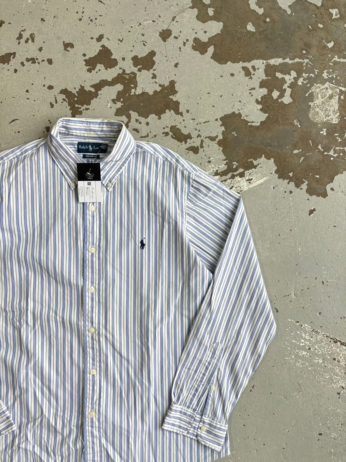 Ralph Lauren Blue and White Striped Long Sleeve Button Down Shirt