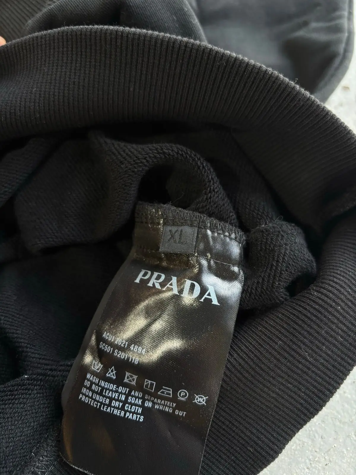 Prada Black Quarter Zip Hoodie with Front Pocket