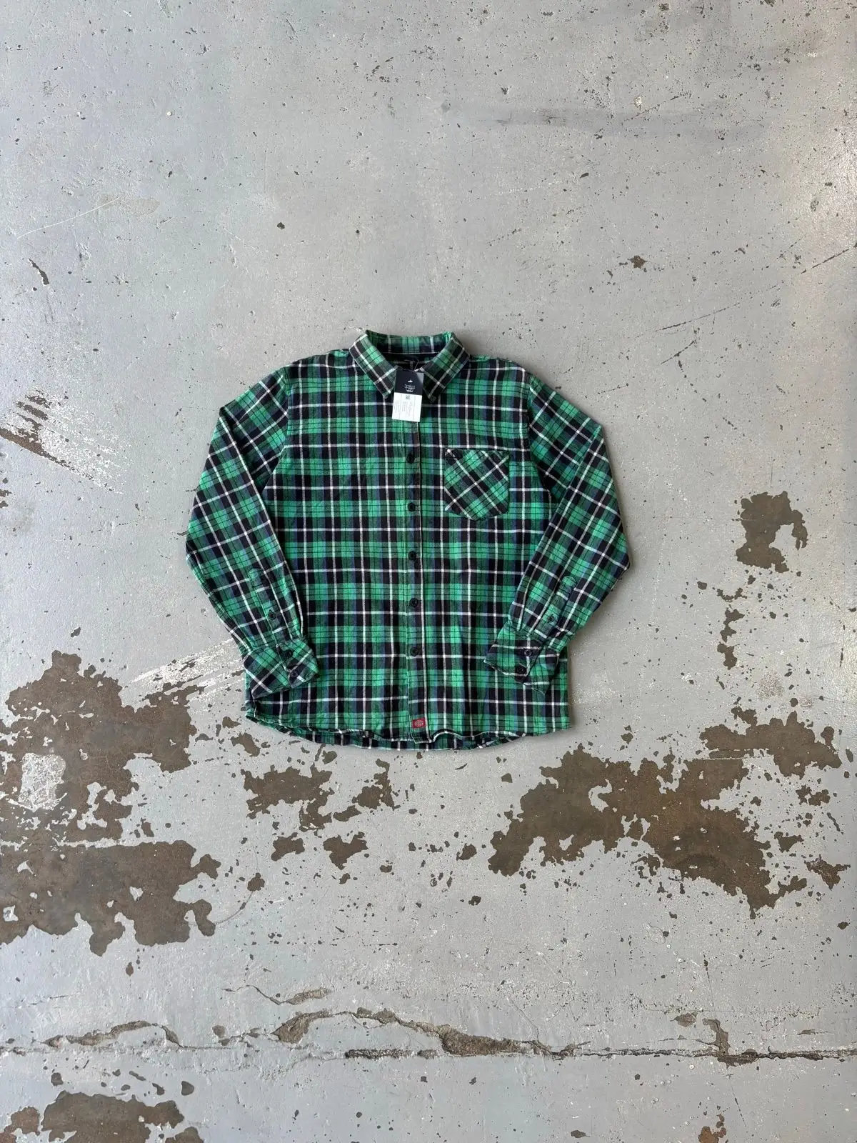Dickies Green Plaid Long-Sleeve Flannel Shirt