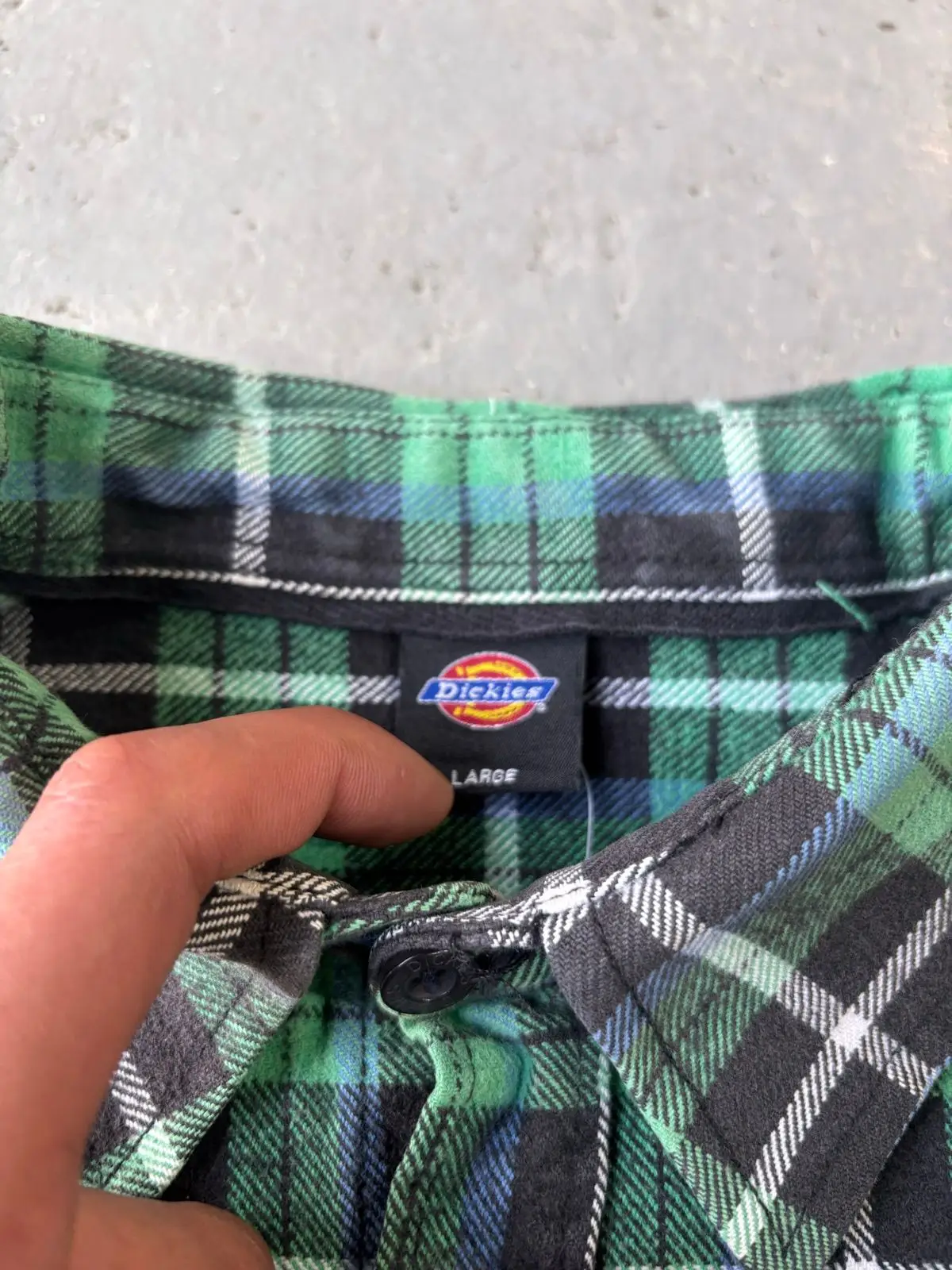 Dickies Green Plaid Long-Sleeve Flannel Shirt