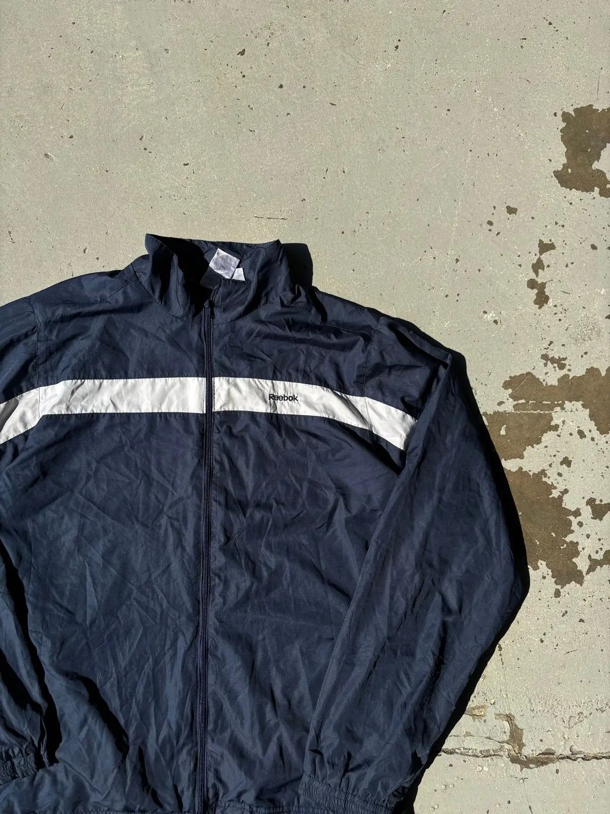 Vintage Reebok Navy Track Jacket with White Chest Stripe