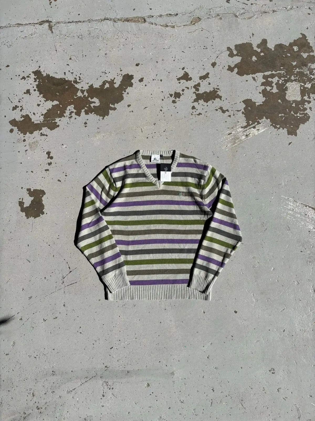 Lacoste Striped V-Neck Sweater