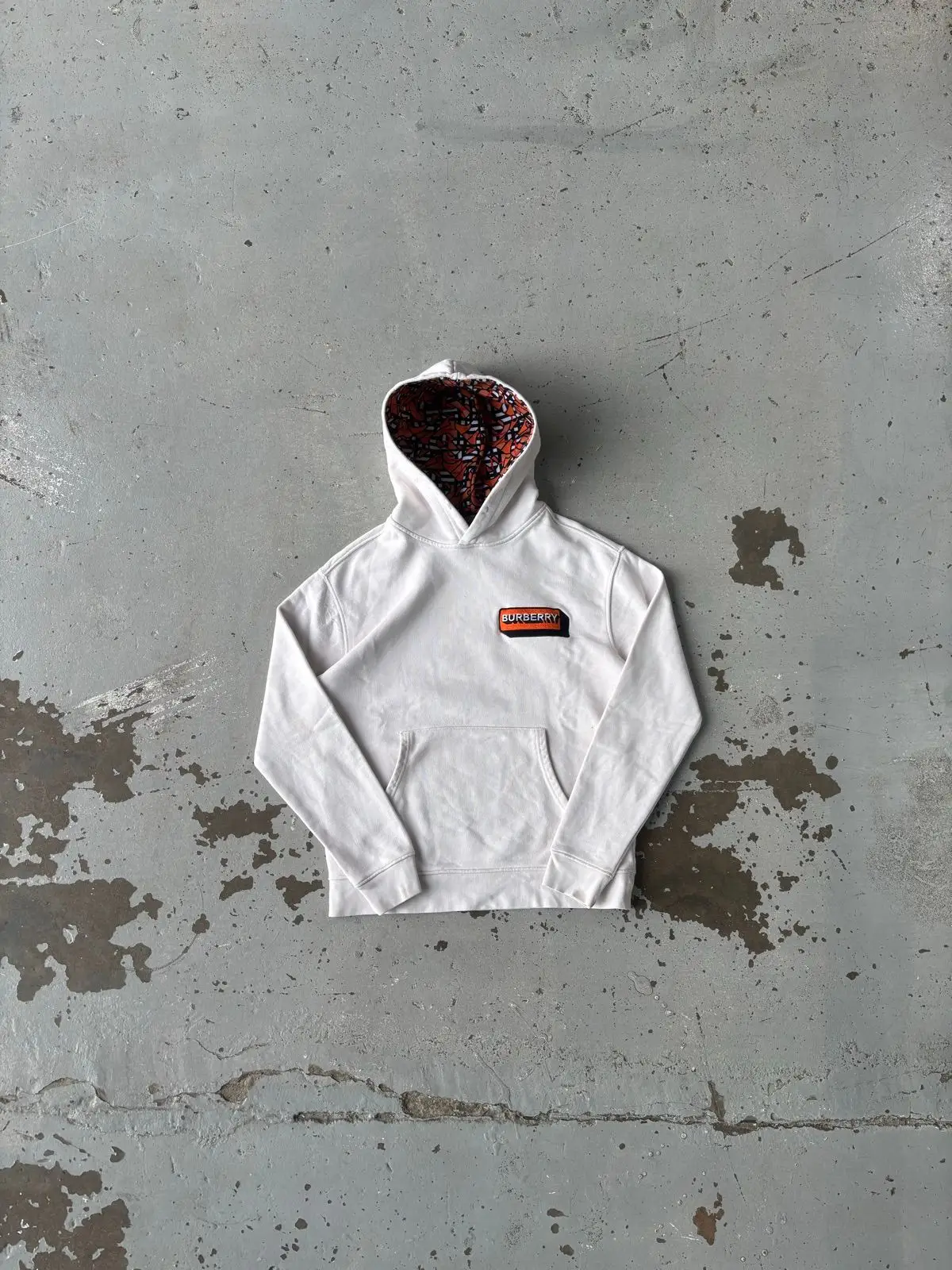 Burberry White Hoodie with Logo Patch