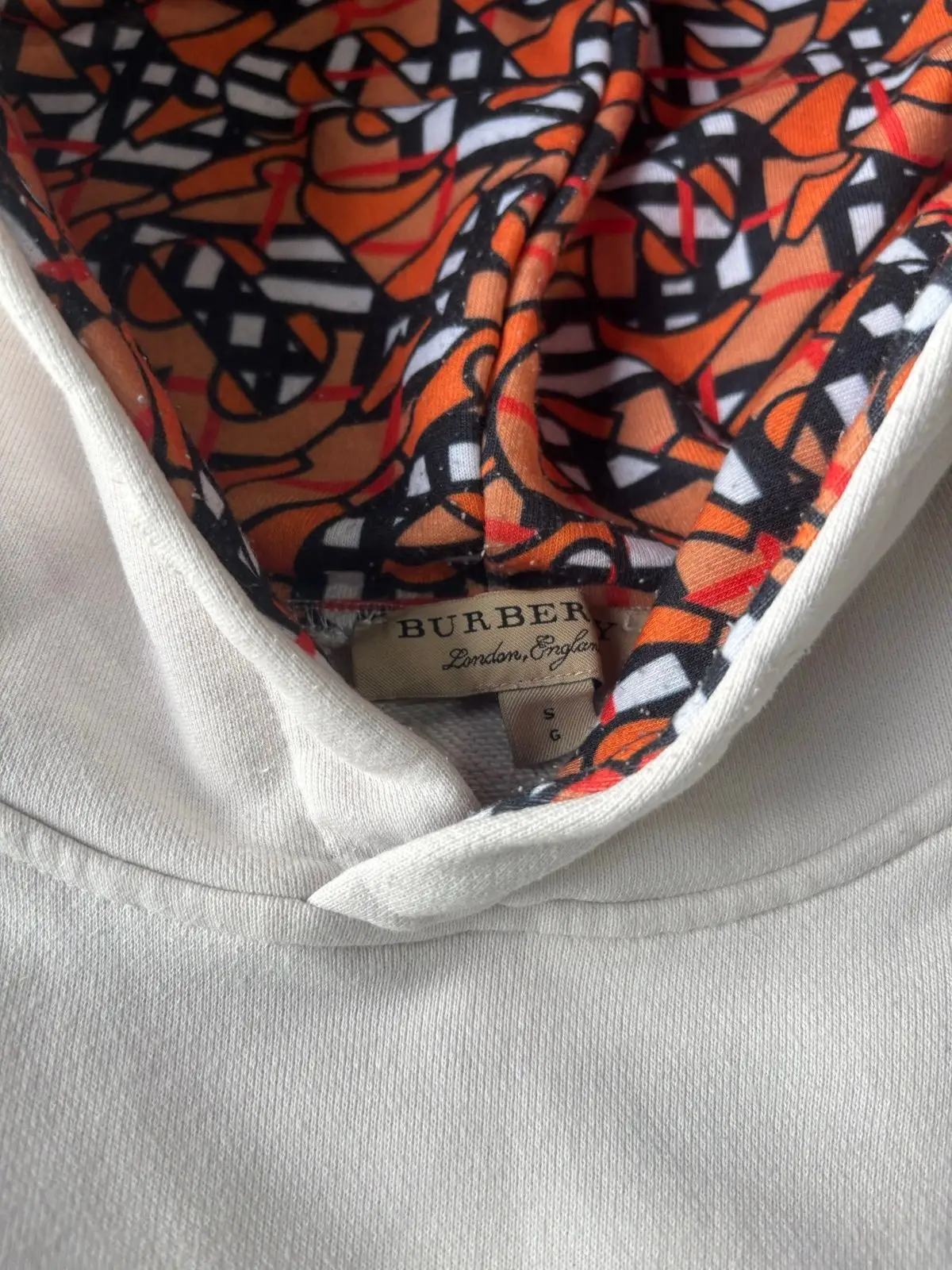 Burberry White Hoodie with Logo Patch