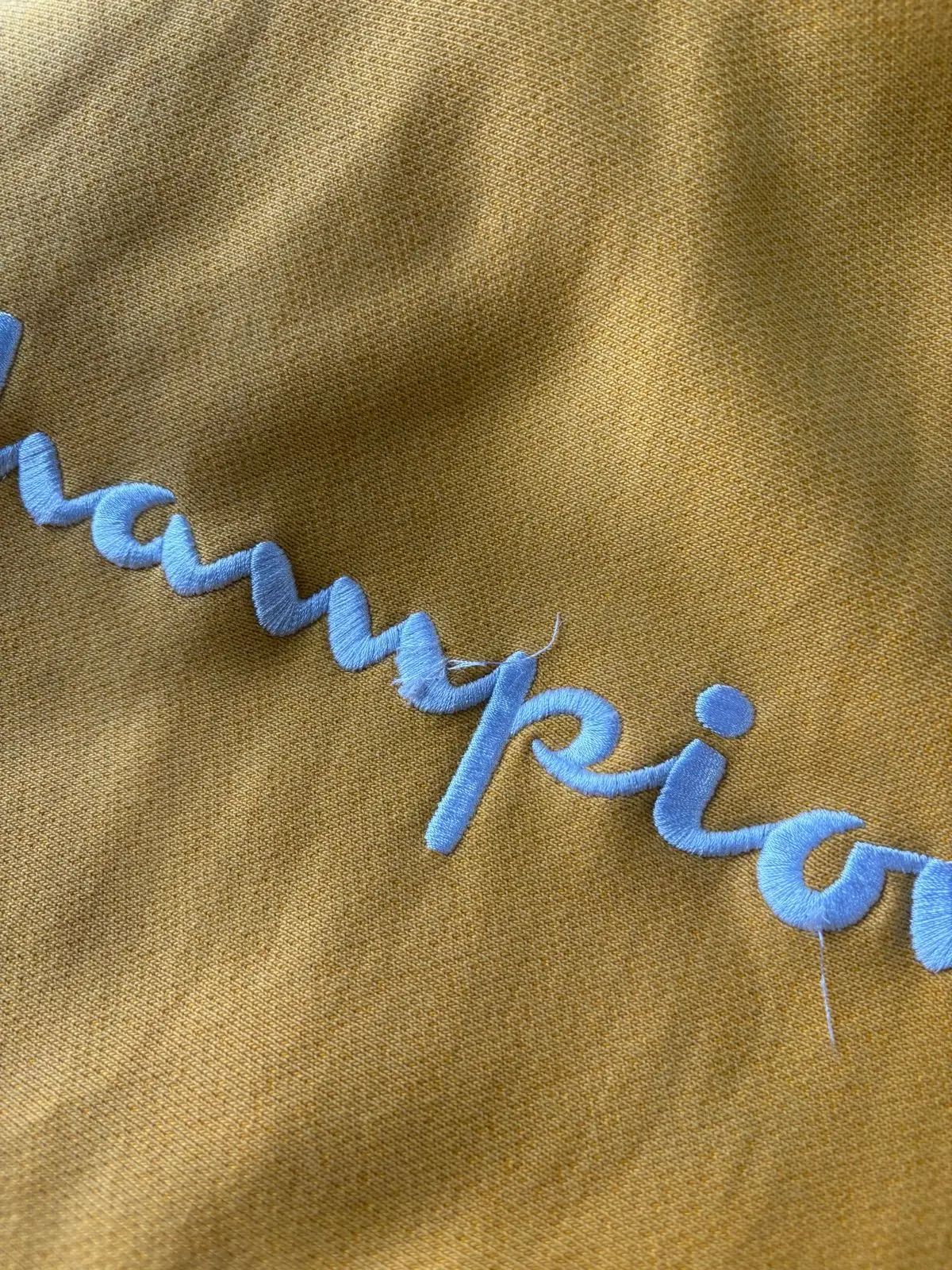 Champion Yellow Embroidered Script Logo Hoodie