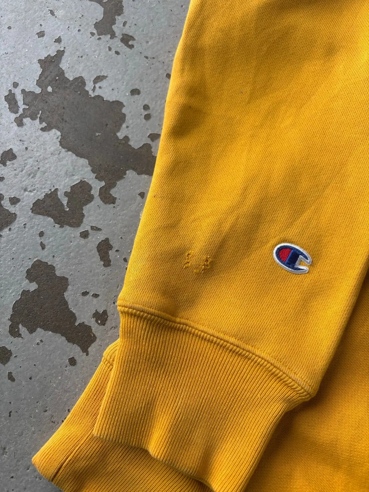 Champion Yellow Embroidered Script Logo Hoodie