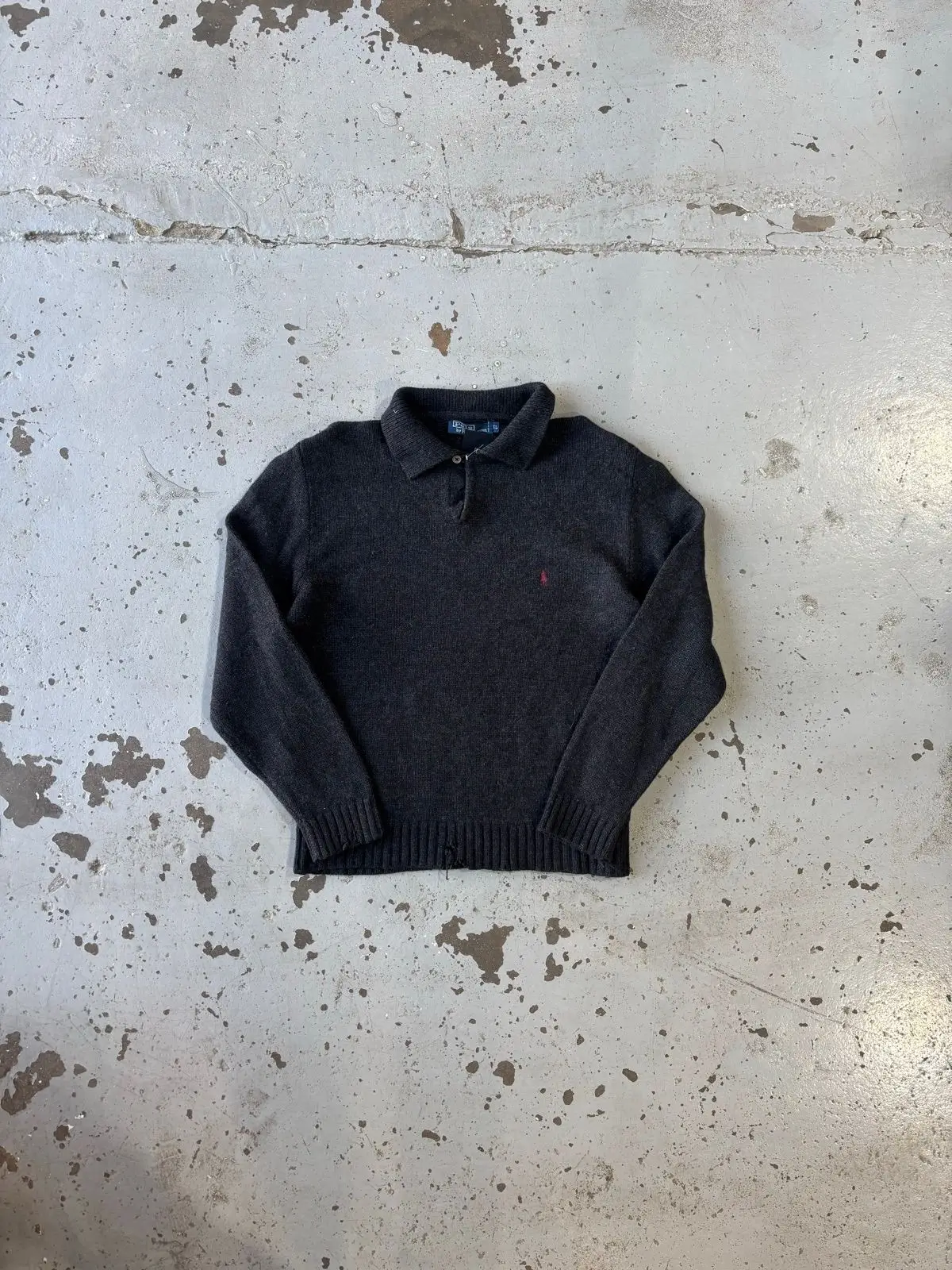 Ralph Lauren Dark Grey Knit Polo Sweater