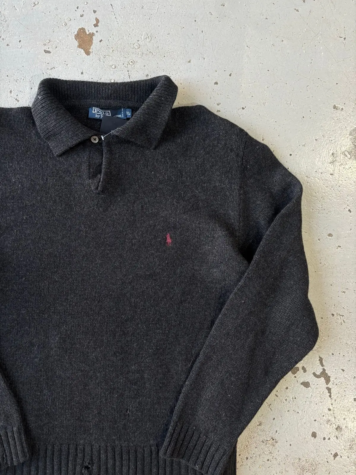 Ralph Lauren Dark Grey Knit Polo Sweater
