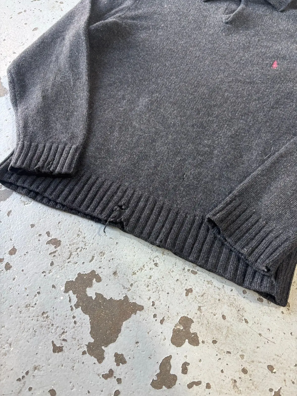Ralph Lauren Dark Grey Knit Polo Sweater