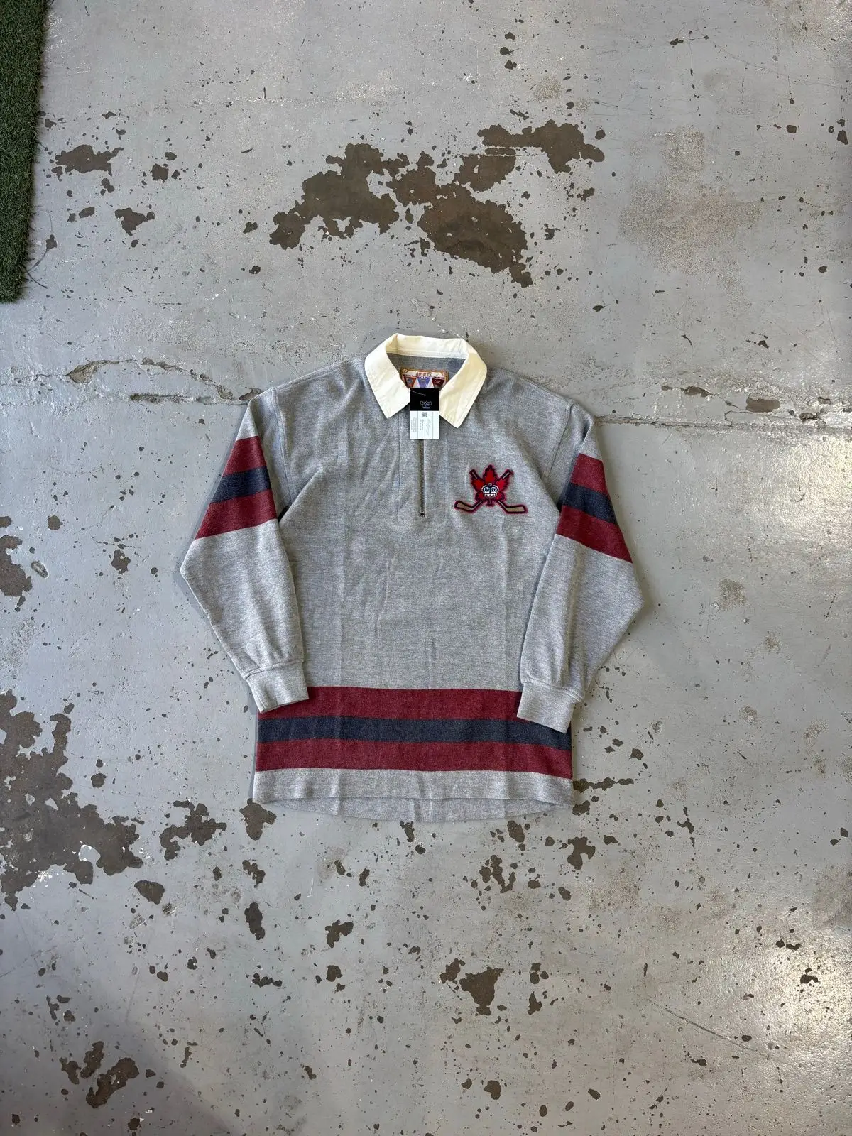 Avirex Long Sleeve Rugby Shirt Grey