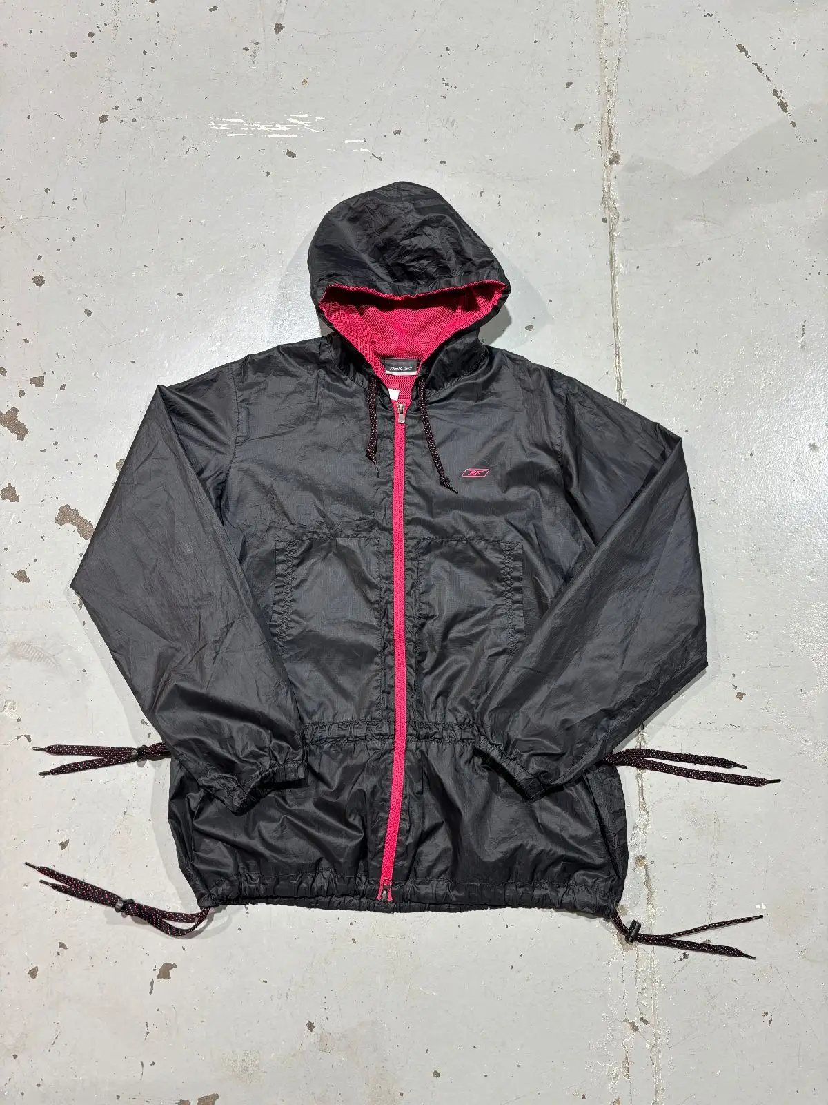 Reebok Black Windbreaker Jacket with Pink Details