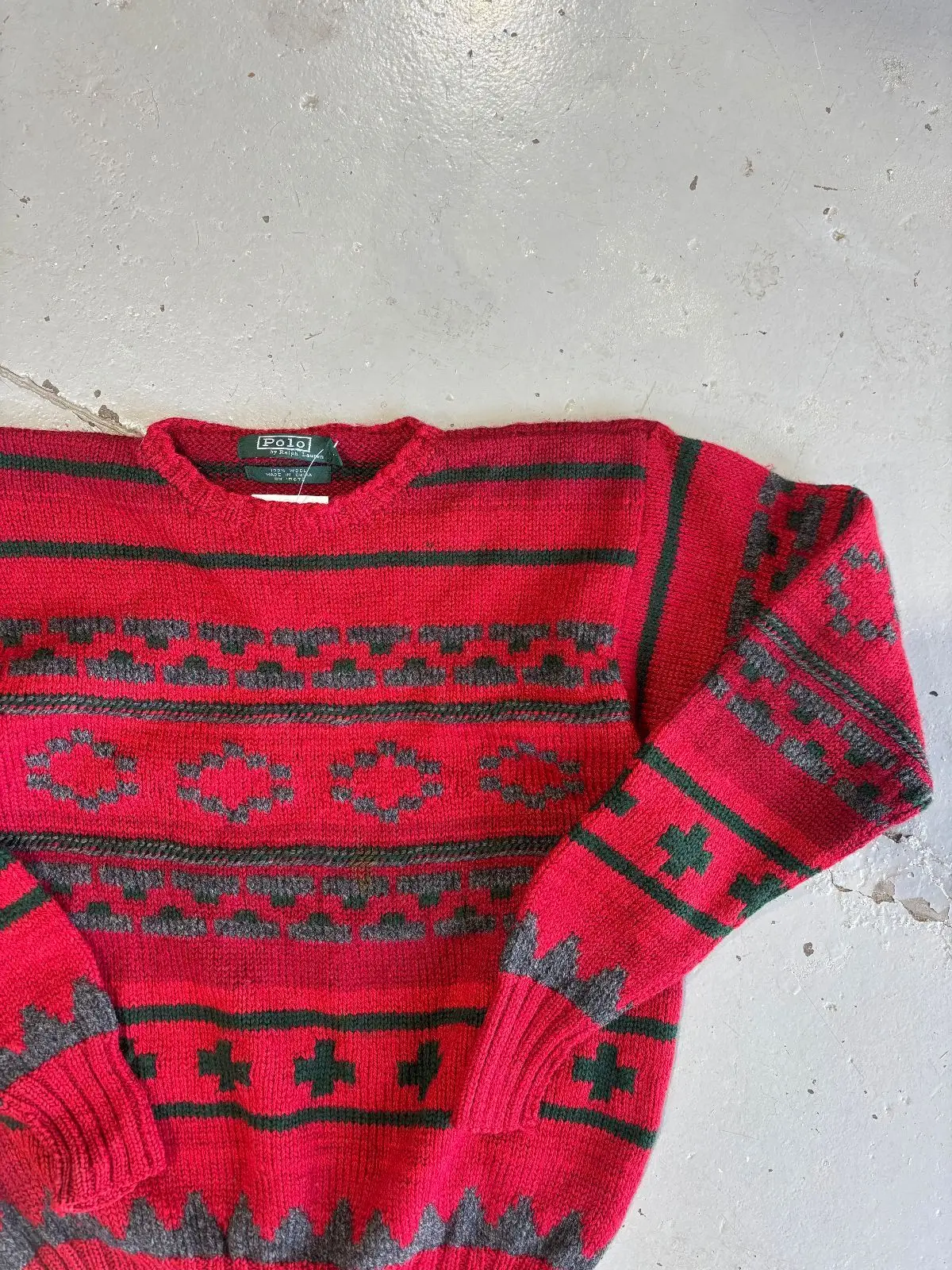 Polo Ralph Lauren Patterned Wool Sweater Red XL