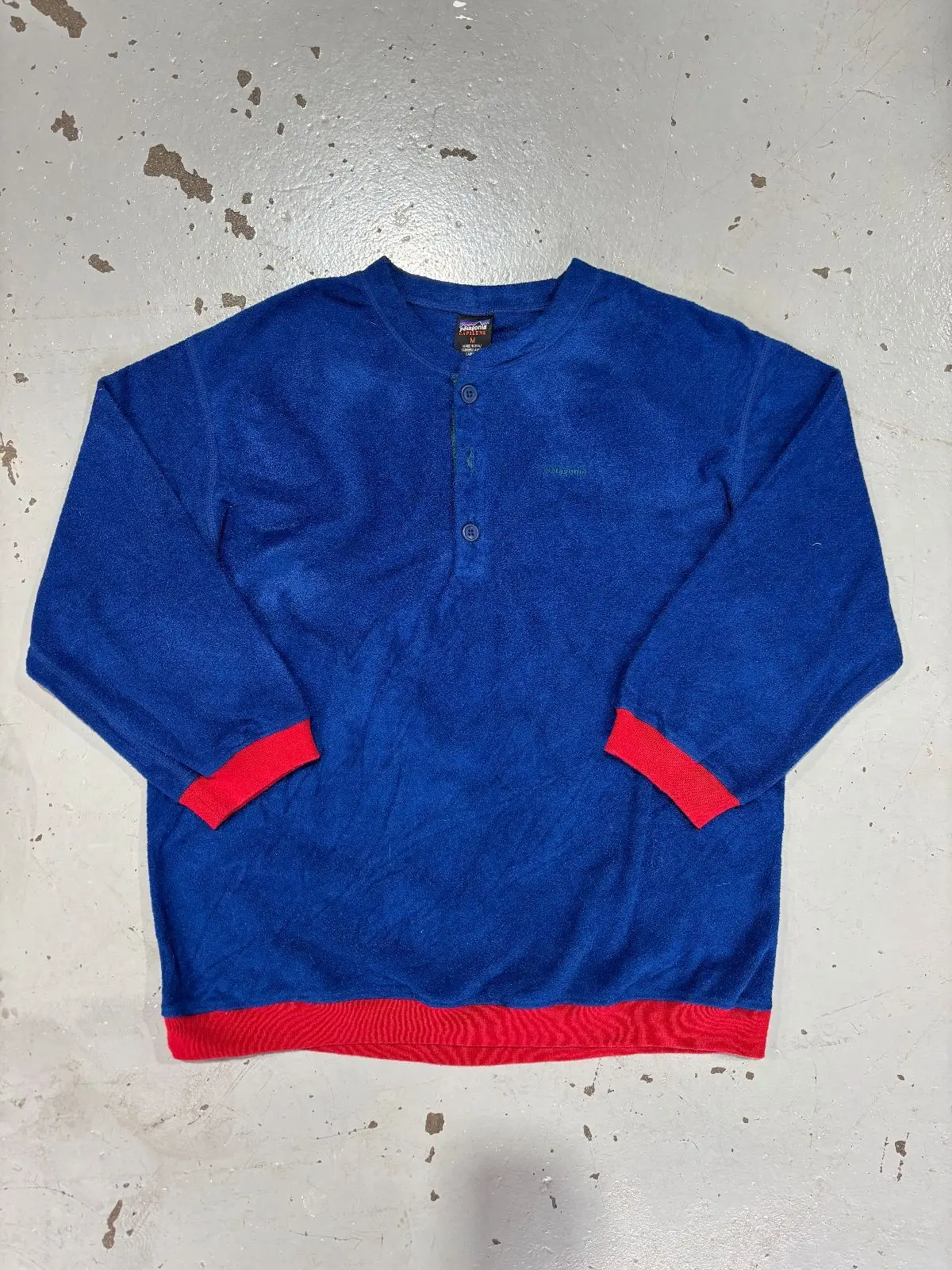 Patagonia Capilene Blue Fleece Top with Red Trim