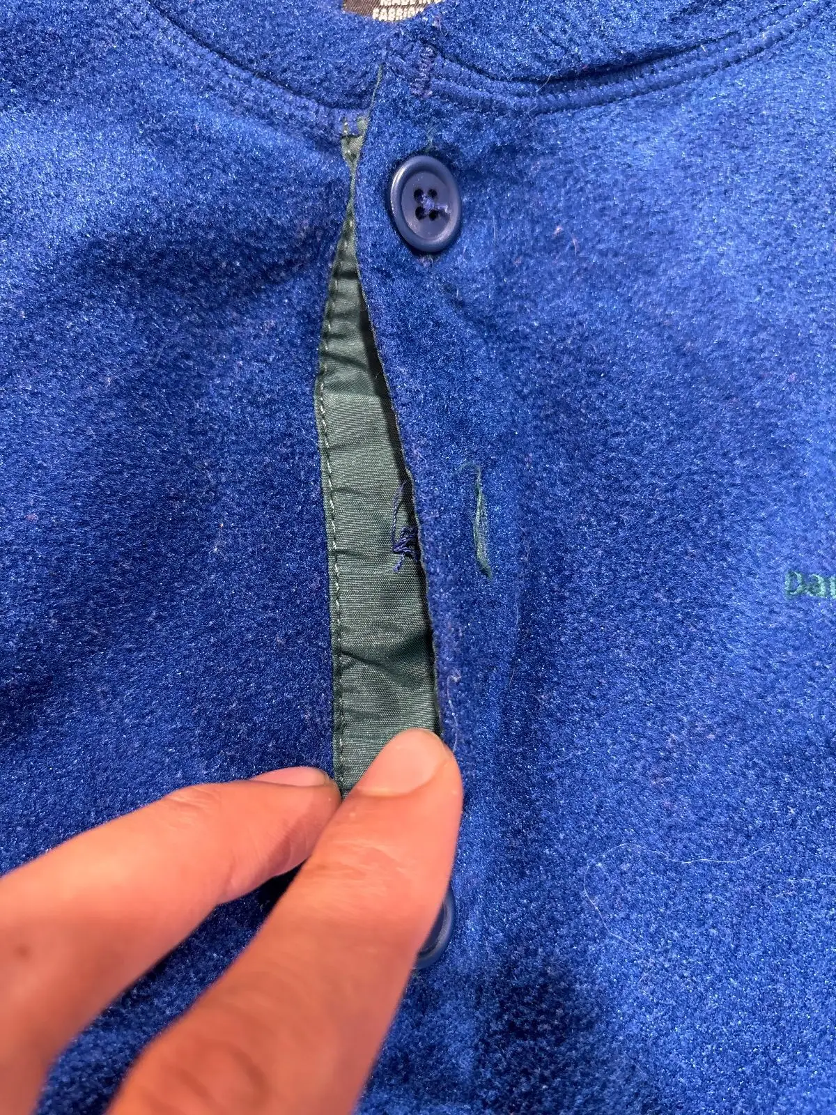 Patagonia Capilene Blue Fleece Top with Red Trim