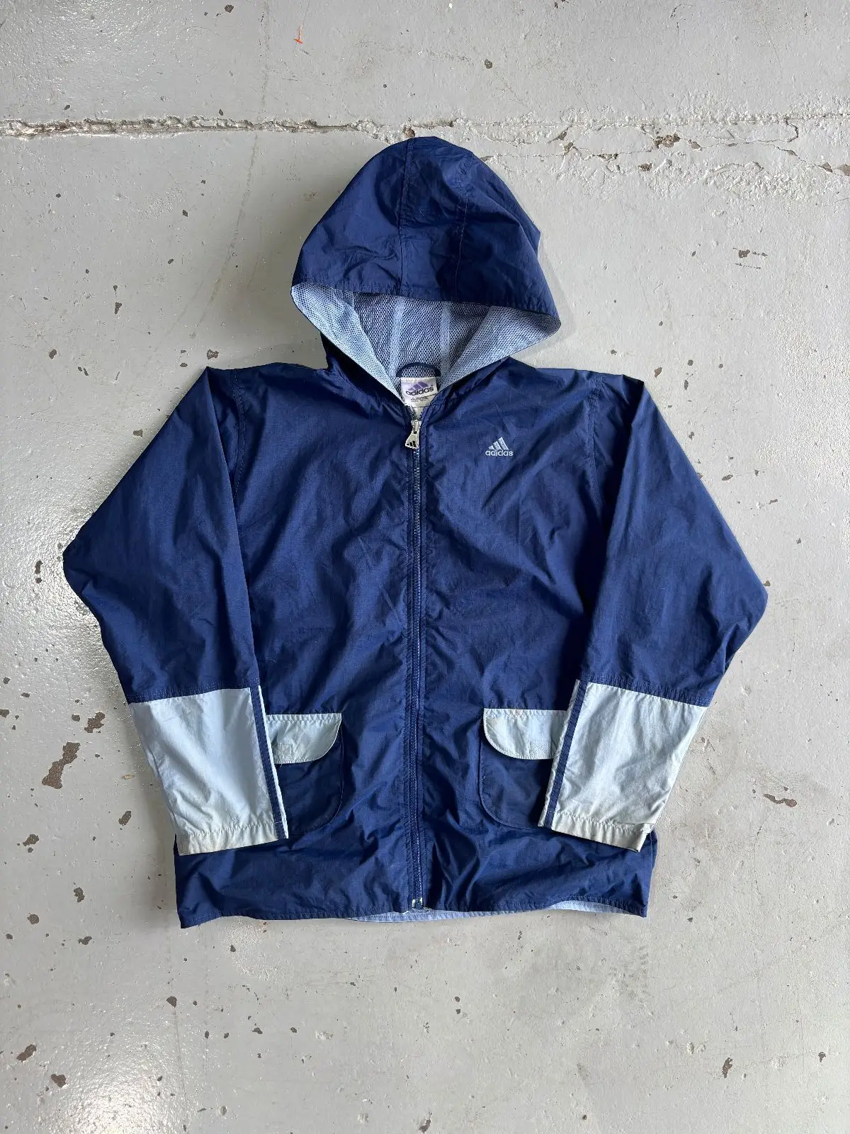 Adidas Blue Hooded Windbreaker Jacket