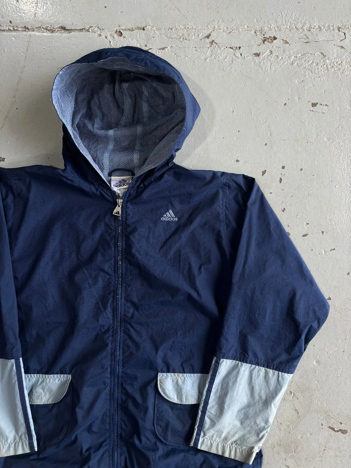 Adidas Blue Hooded Windbreaker Jacket