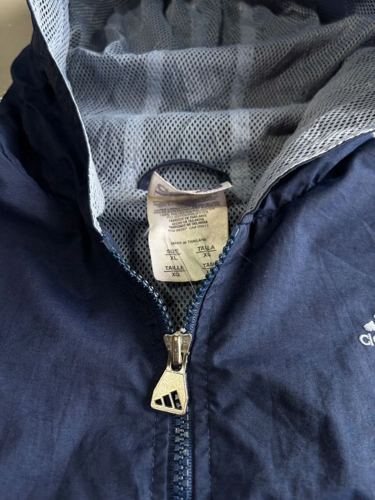 Adidas Blue Hooded Windbreaker Jacket