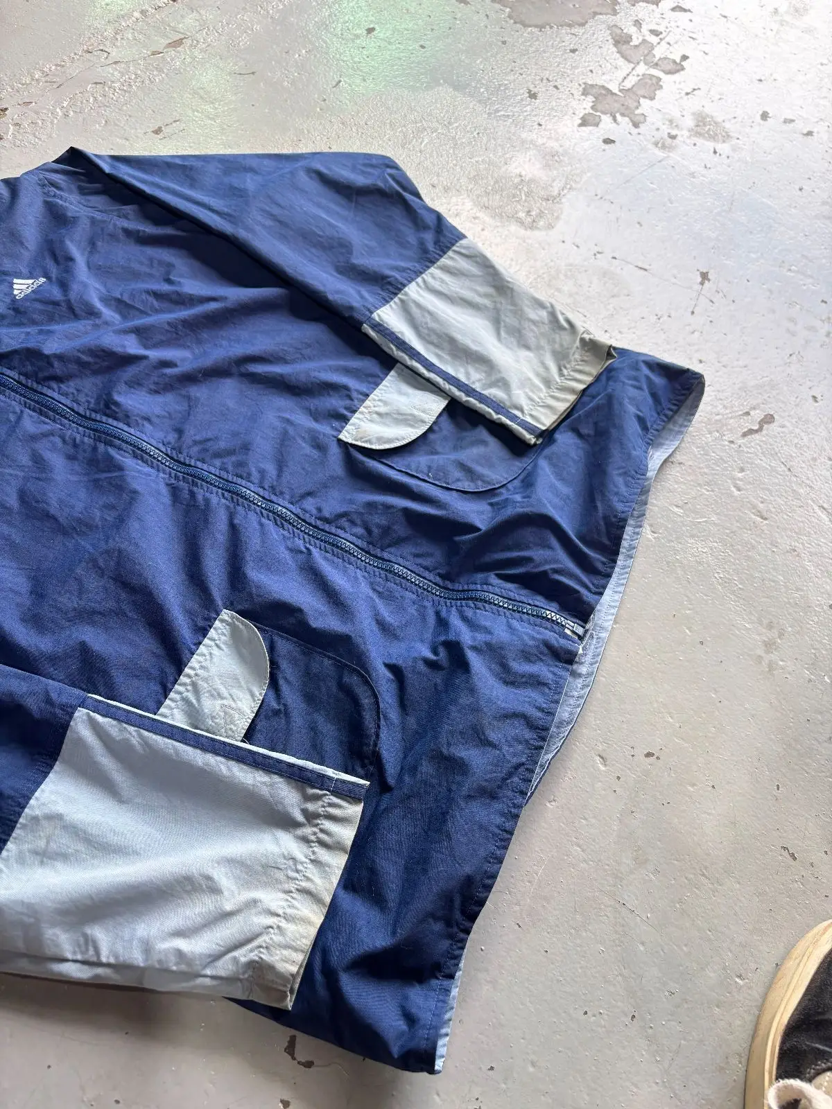 Adidas Blue Hooded Windbreaker Jacket