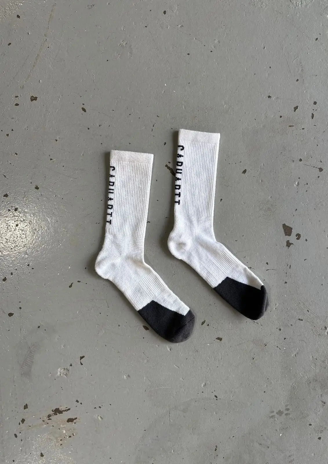 Carhartt White Crew Socks with Black Toe