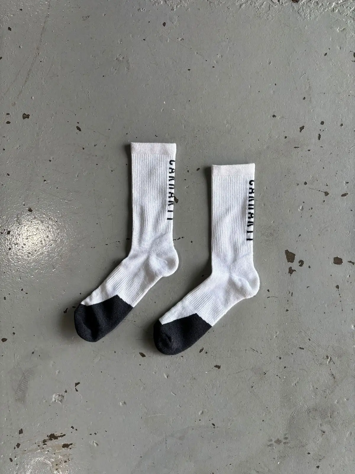 Carhartt White Crew Socks with Black Toe