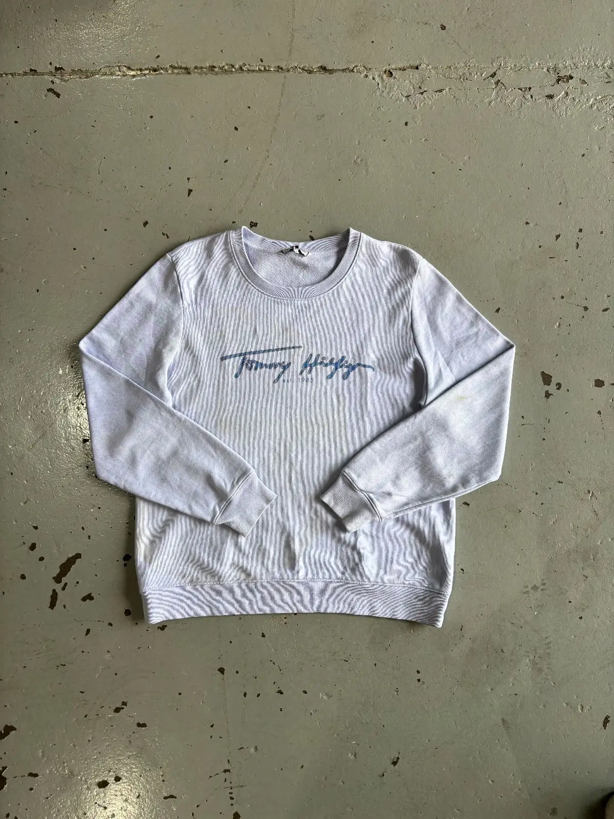 Tommy Hilfiger Script Logo Crewneck Sweatshirt Light Blue