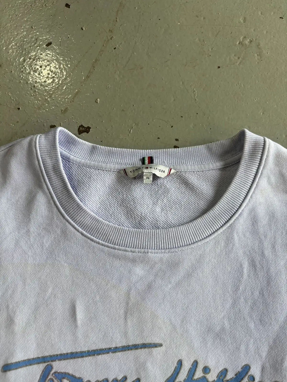 Tommy Hilfiger Script Logo Crewneck Sweatshirt Light Blue