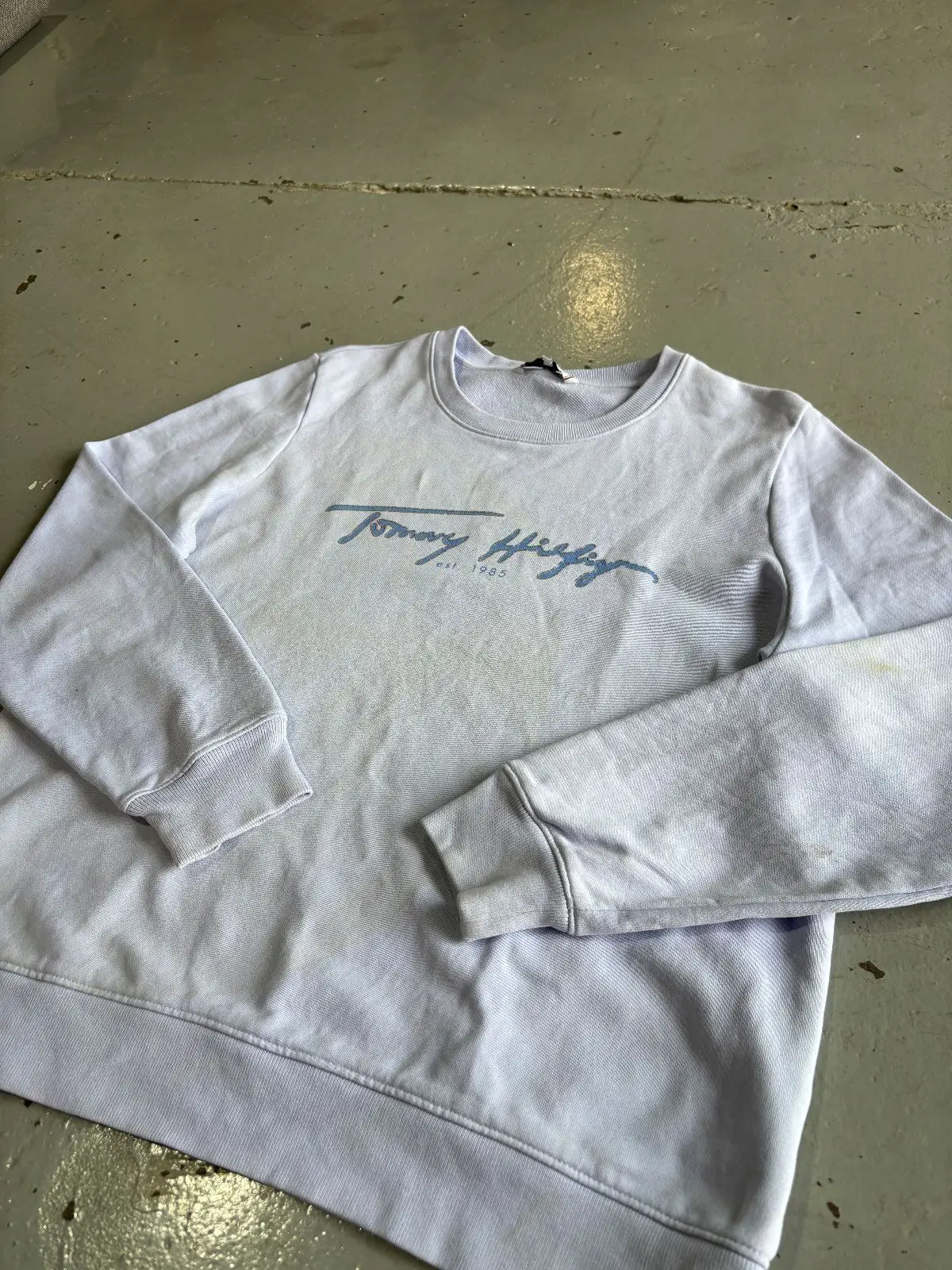 Tommy Hilfiger Script Logo Crewneck Sweatshirt Light Blue