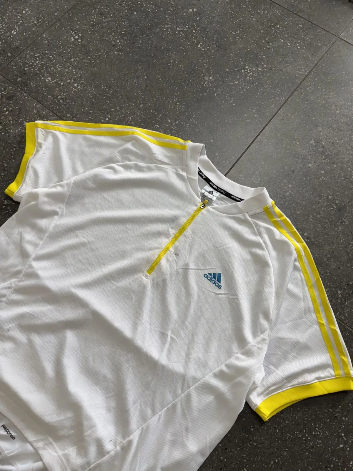 Adidas Cycling Jersey White Yellow Climalite