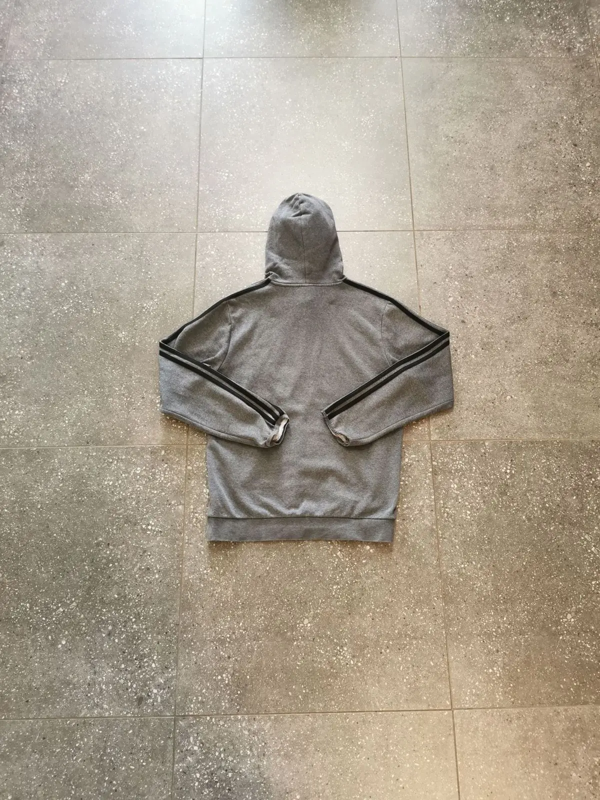 Adidas Grey Hoodie with Black Stripes
