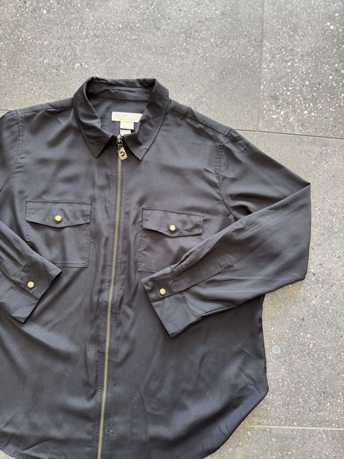 Michael Kors Black Zip-Up Shirt