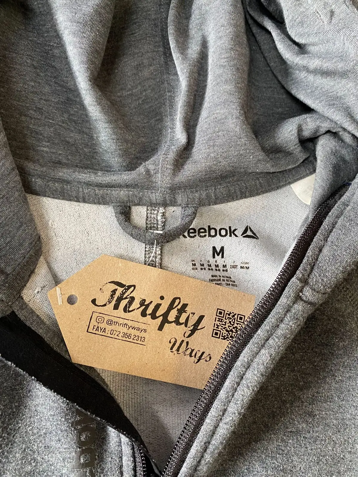 Reebok Grey Zip-Up Hoodie