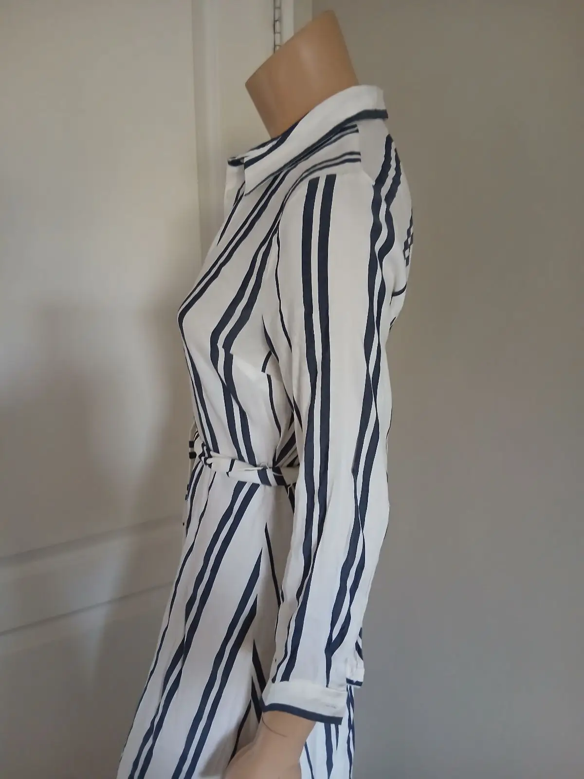 Zara Striped Long Sleeve Shirt Dress