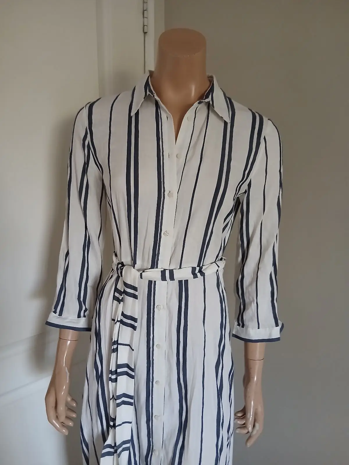 Zara Striped Long Sleeve Shirt Dress