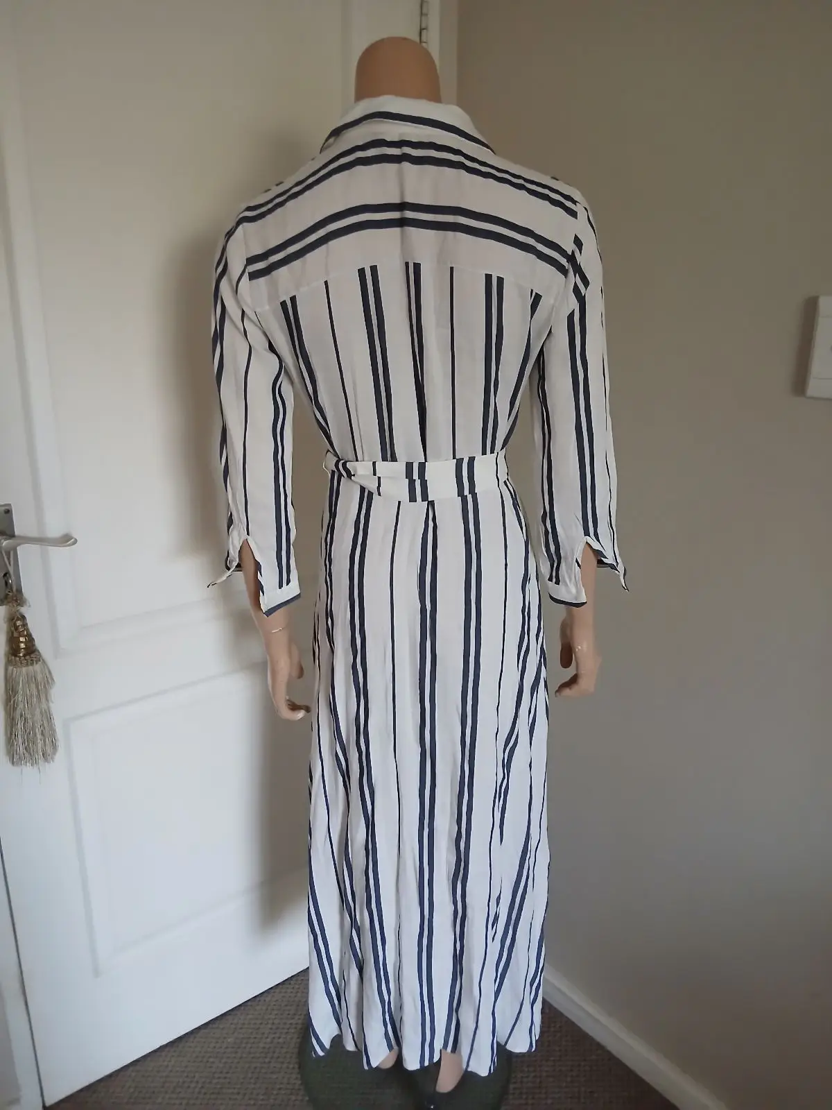 Zara Striped Long Sleeve Shirt Dress