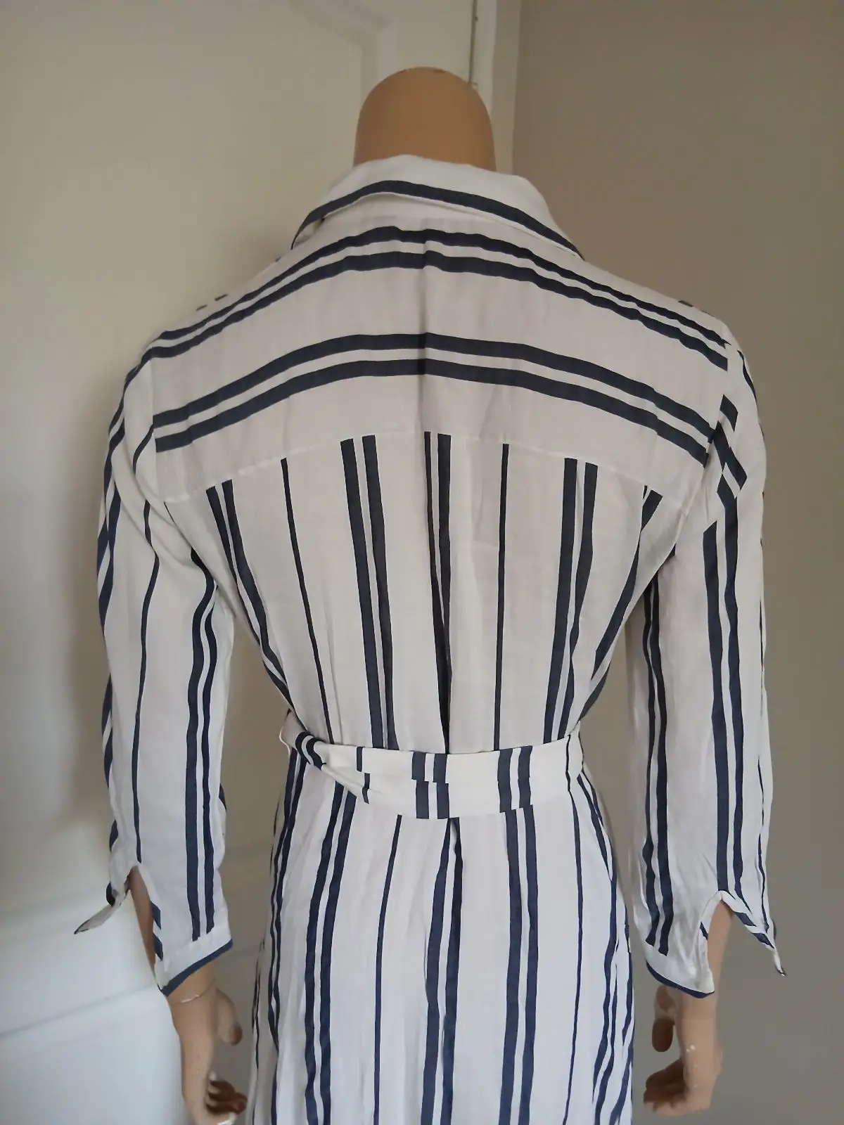 Zara Striped Long Sleeve Shirt Dress