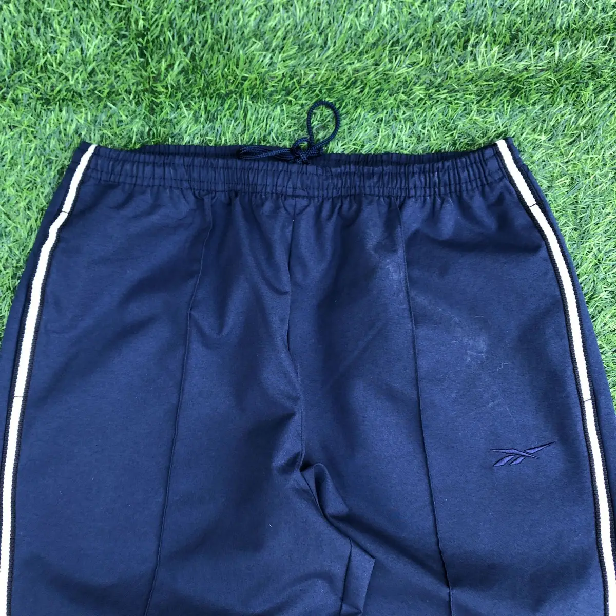 Reebok Navy Track Pants with White Piping