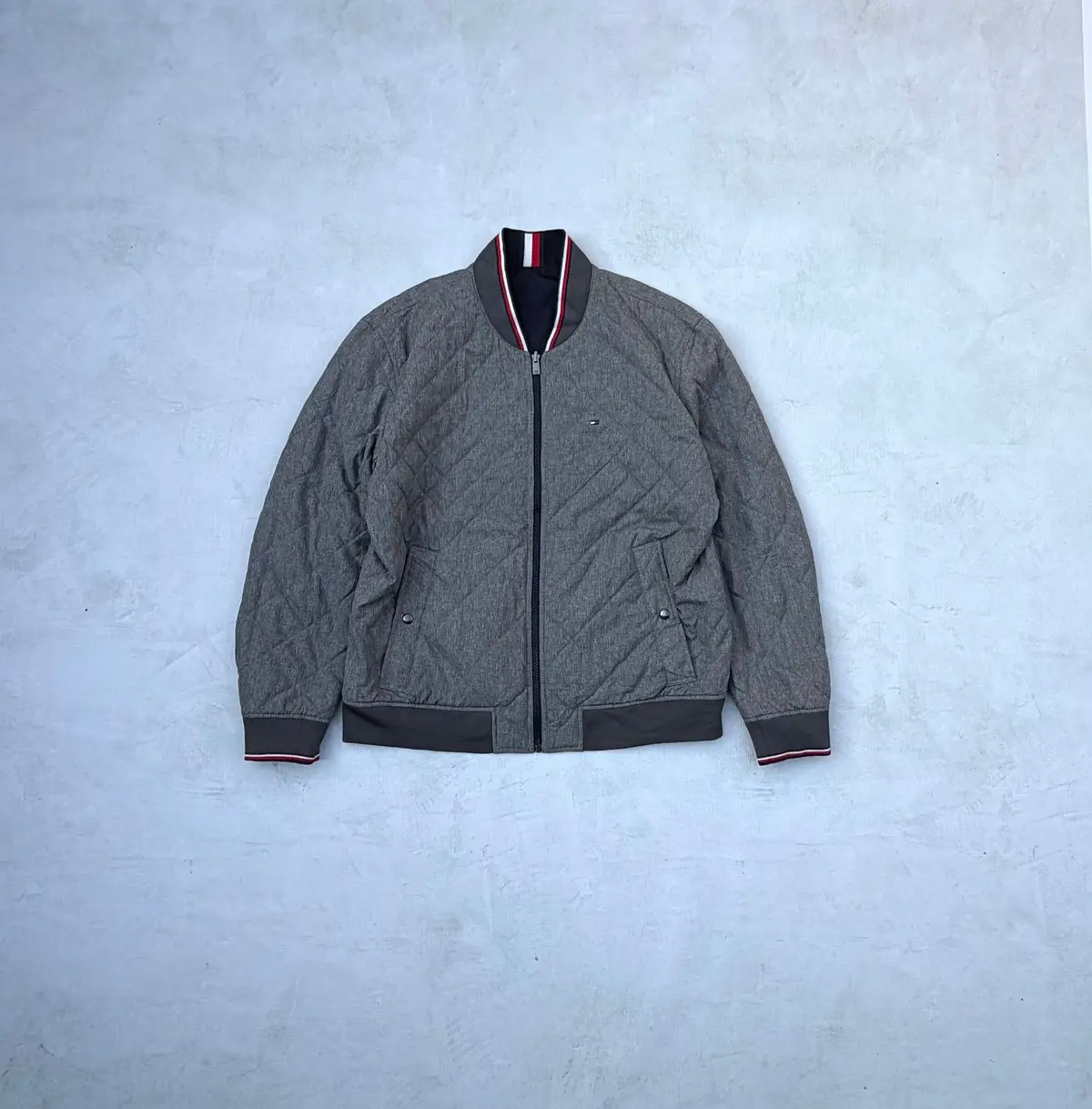 Tommy Hilfiger Quilted Grey Bomber Jacket