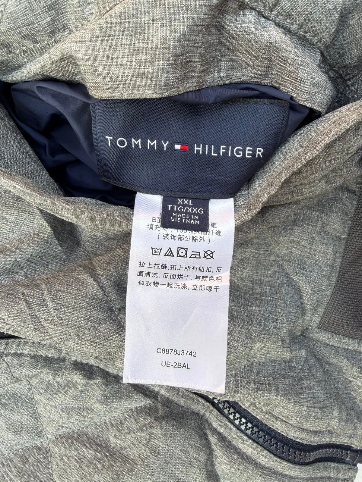 Tommy Hilfiger Quilted Grey Bomber Jacket