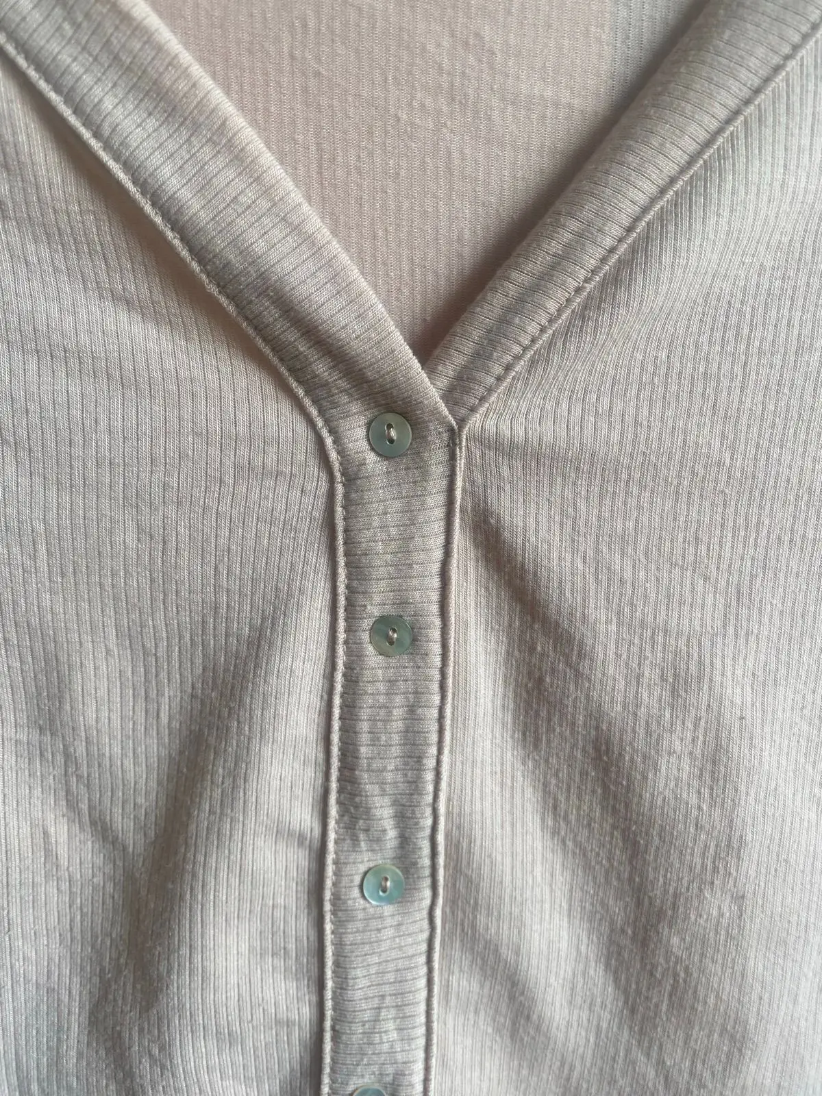 Pink Ribbed Button-Up Long Sleeve Top
