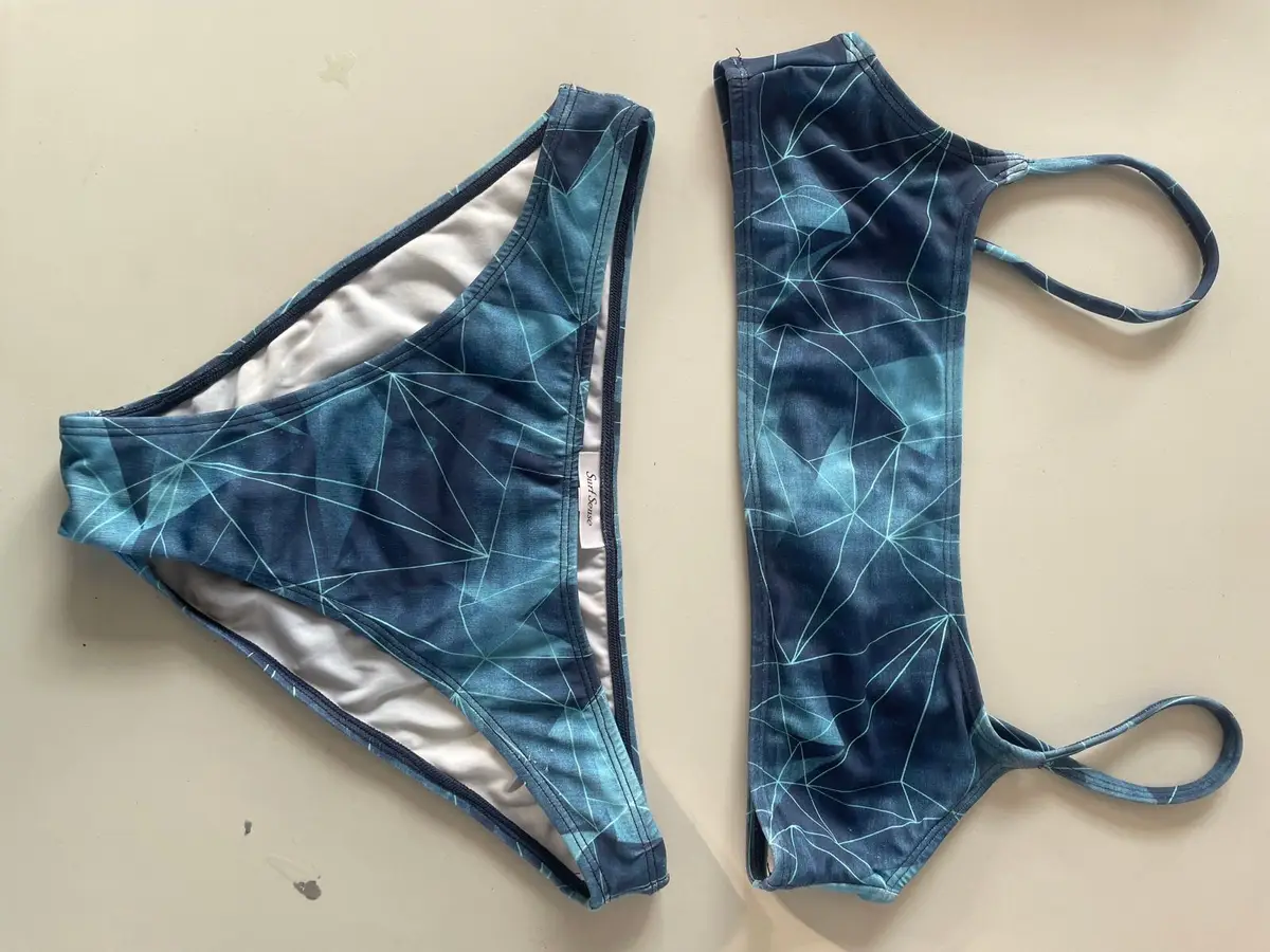 Surf Sense Blue Geometric Print Bikini Set