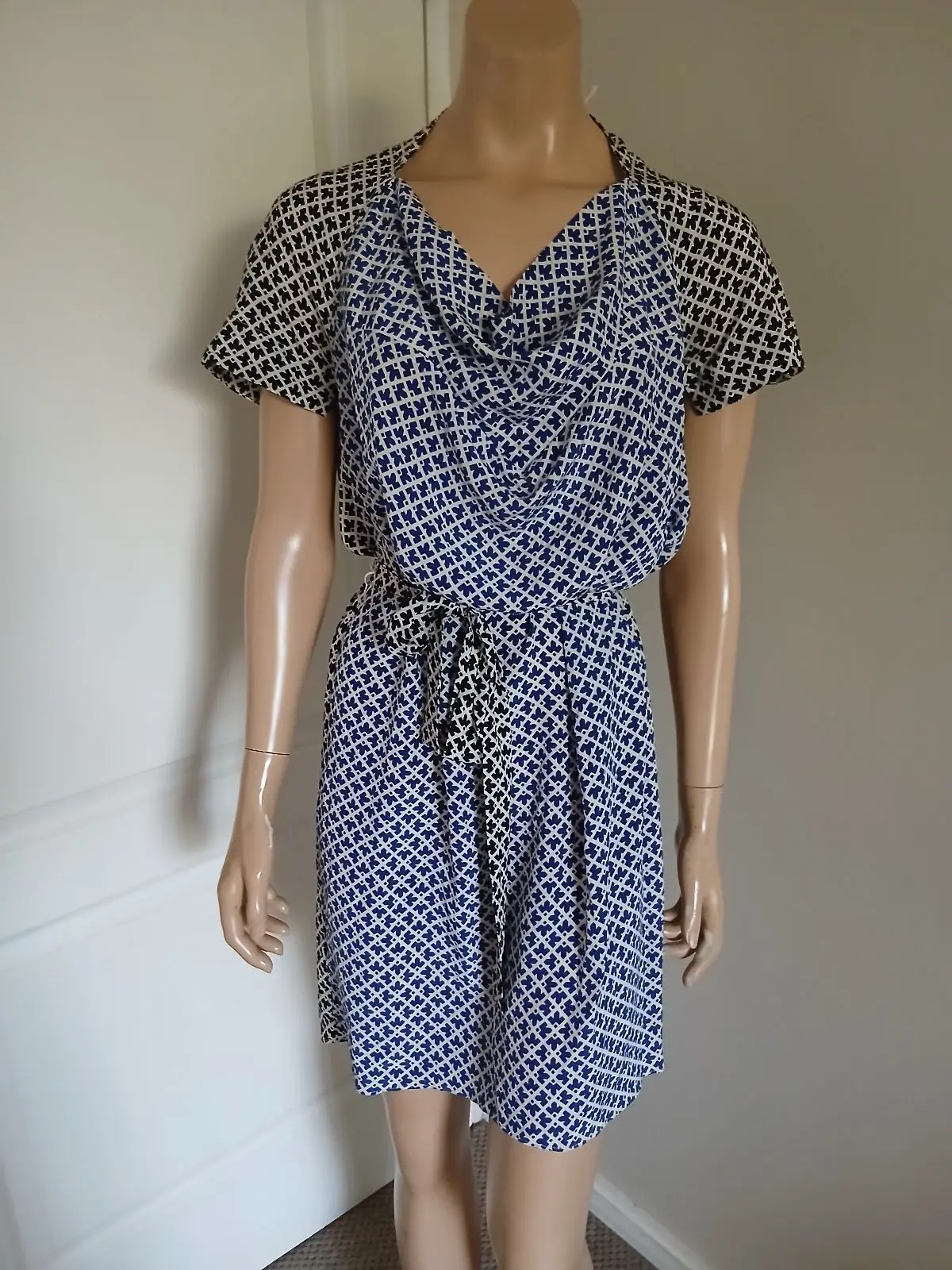 Country Road Blue Geometric Print Dress Size 10
