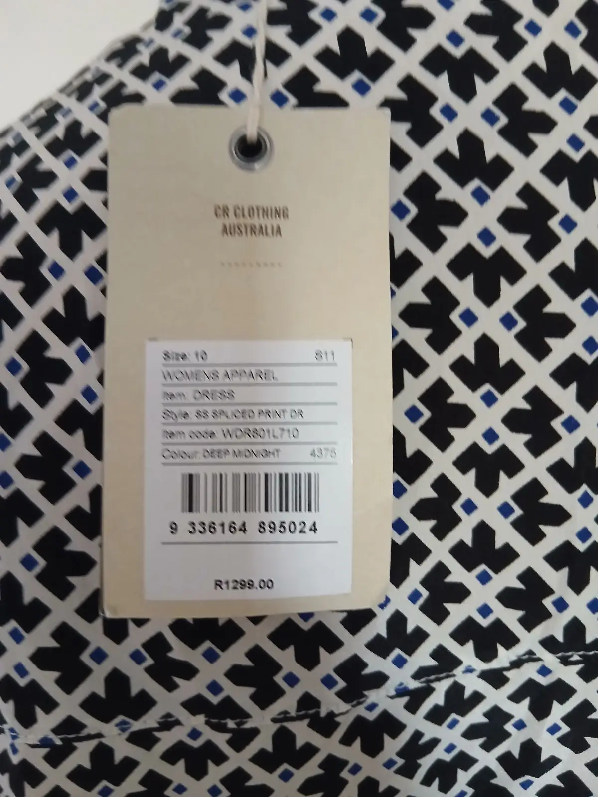 Country Road Blue Geometric Print Dress Size 10