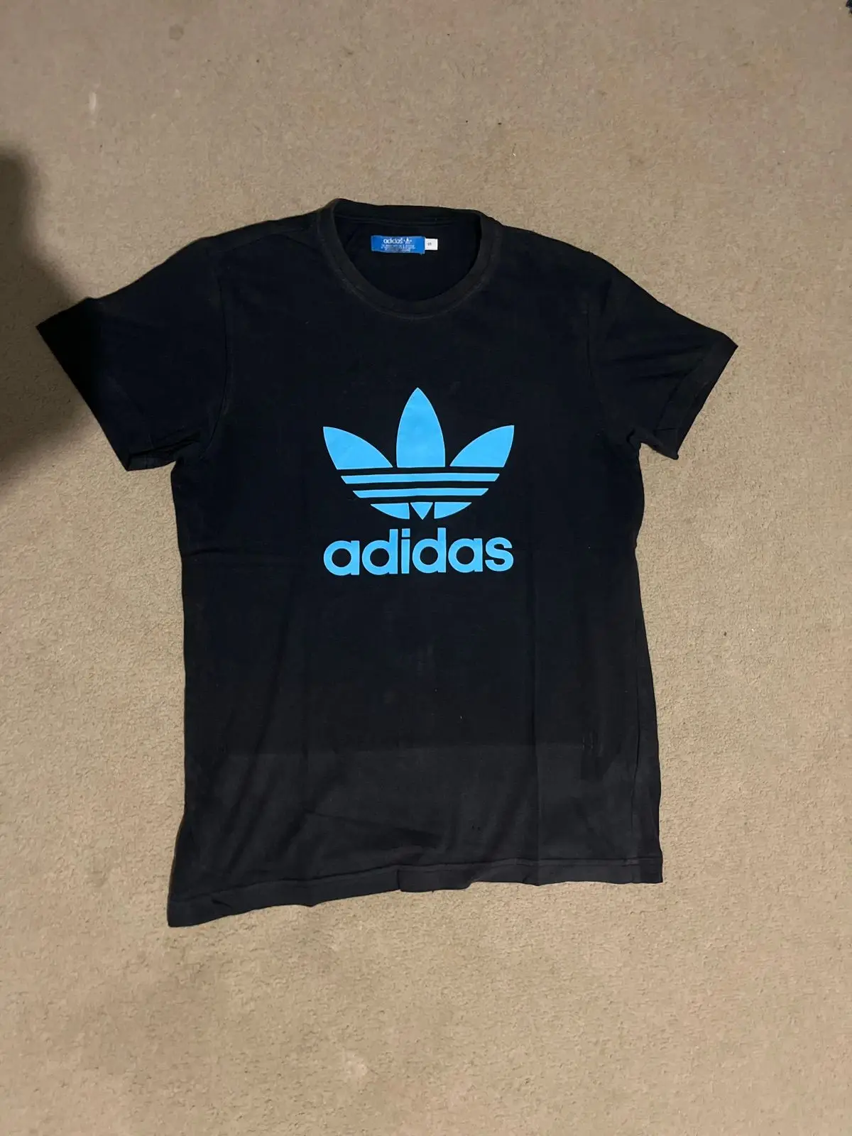 Adidas Black T-Shirt with Blue Trefoil Logo