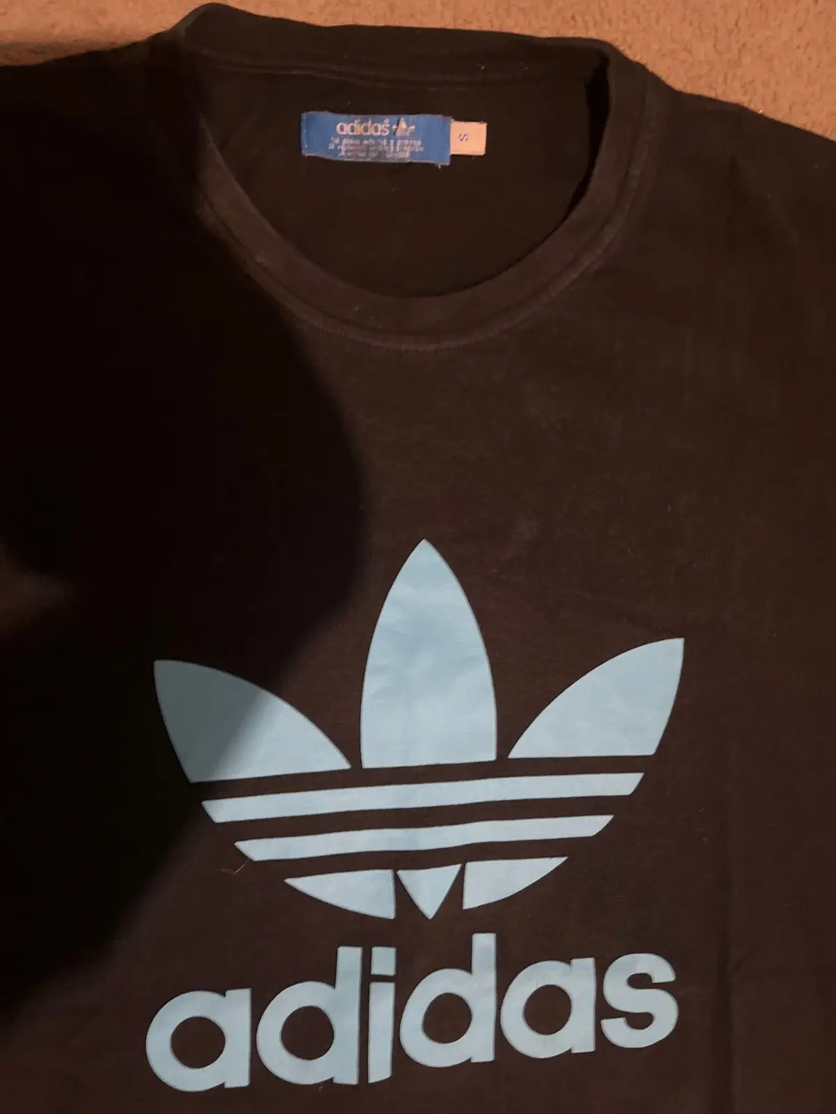 Adidas Black T-Shirt with Blue Trefoil Logo